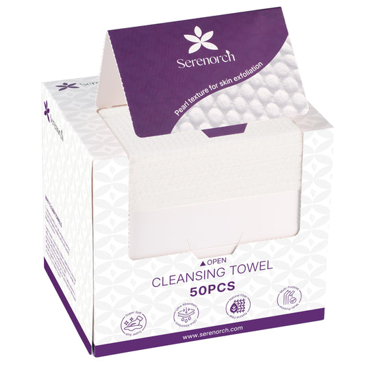 Serenorch front packaging showing 50-count XL towels and clear labeling benefit: convenient supply