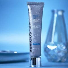 Serious Skincare used during morning routine in front of mirror showing event-ready skin