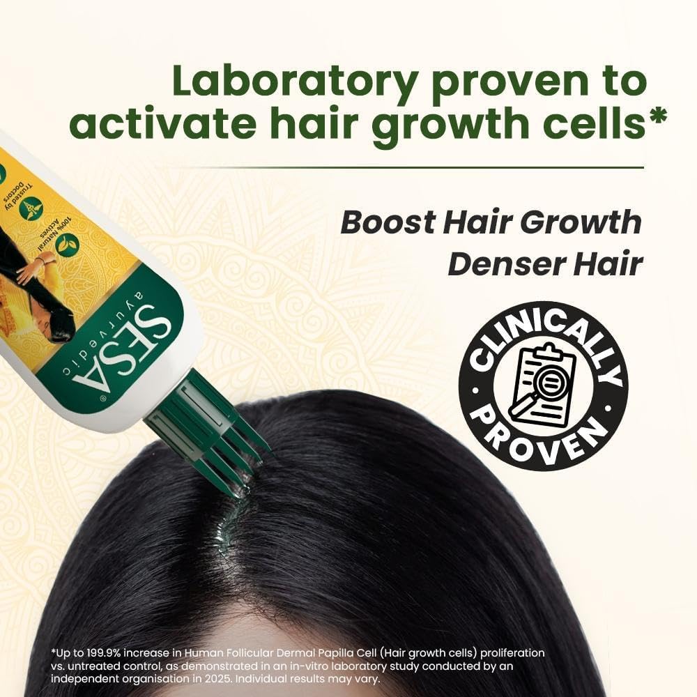 sesa oil texture pouring from spoon showing smooth hydration