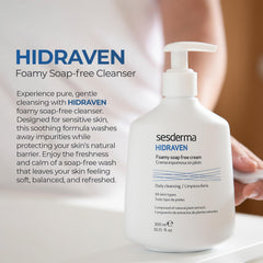 Sesderma HIDRAVEN creamy foam on palm demonstrating soft lather for hydrated skin