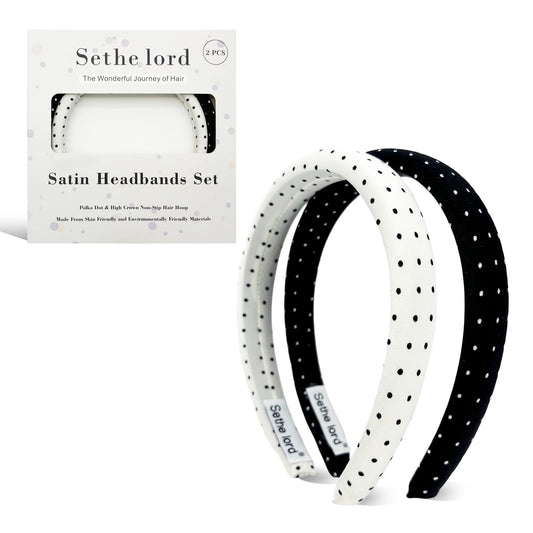 Sethe lord black polka-dot headband front view with chic polish