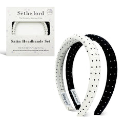 Sethe lord black polka-dot headband front view with chic polish