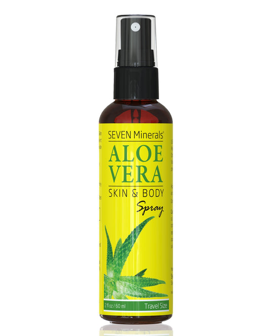 Seven Minerals front label showing travel-size bottle and clear benefits