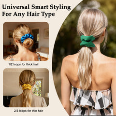 SEVEN STYLE worn in a high ponytail demonstrating secure hold and no-crease benefit