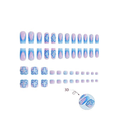 Sevgob close-up of glossy blue French-tip fingernail showing smooth finish benefit