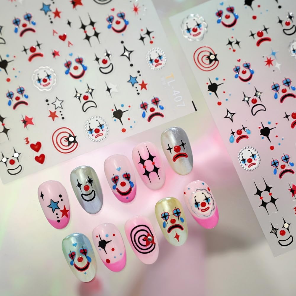Sevgob label and pattern variety showing clown, stars, hearts for versatile styling options