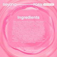 Close-up graphic of PDRN element on Seyona label explaining peptide support benefit