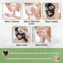 Shaeva peeling action detail showing mask lifted from skin to reveal cleaner pores