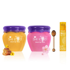 SHE LOVES front packaging showing dual lip mask set for travel and gifting