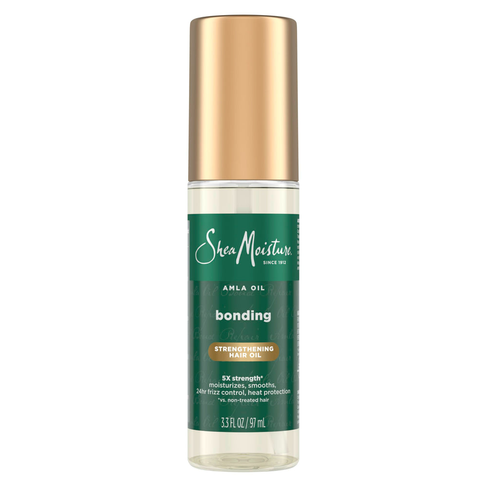 Shea Moisture Bonding Oil front packaging showing bottle and label for easy identification and benefits