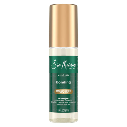Shea Moisture Bonding Oil front packaging showing bottle and label for easy identification and benefits