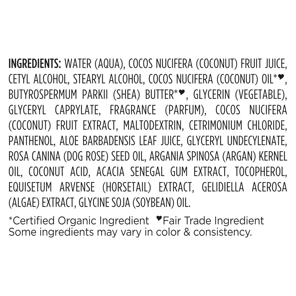 Shea Moisture ingredients display with coconuts showing natural oil hydration benefit