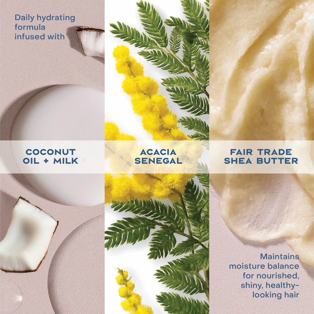 Shea Moisture shampoo and matching conditioner on bathroom shelf suggesting routine