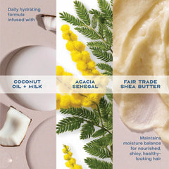 Shea Moisture shampoo and matching conditioner on bathroom shelf suggesting routine