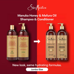 Shea Moisture ingredients flatlay of Manuka Honey and Mafura Oil highlighting natural nourishment benefit