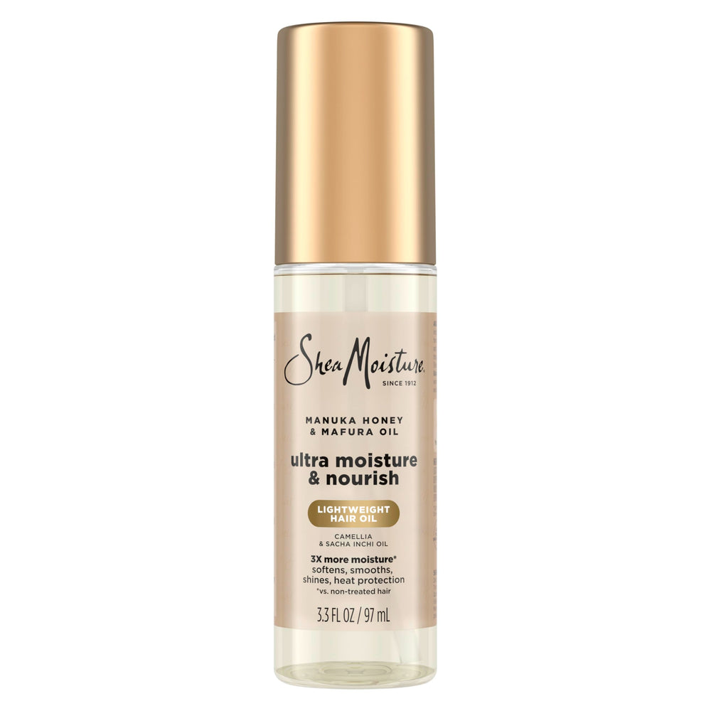 Shea Moisture front packaging showing bottle and label, conveys brand trust