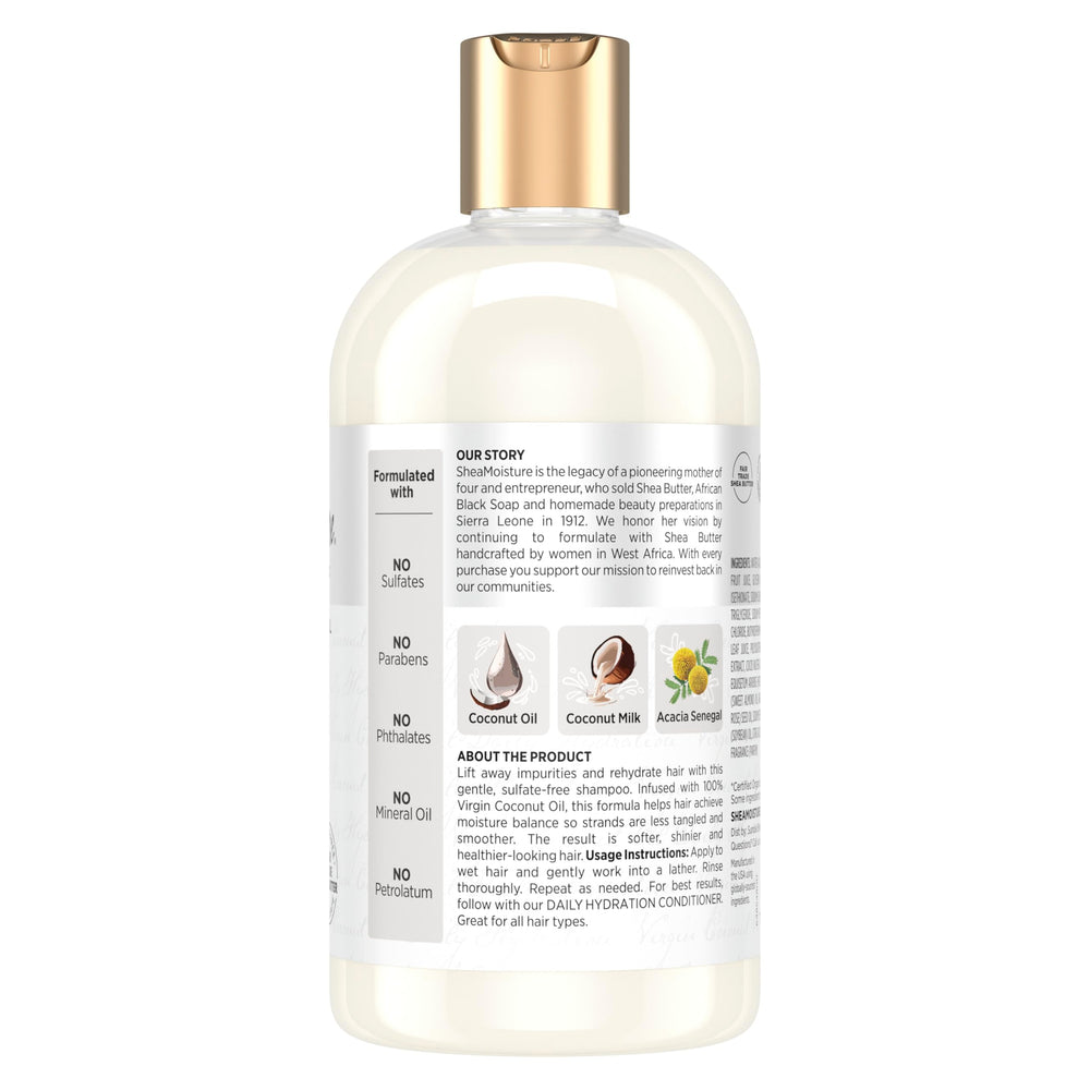 Shea Moisture pump dispensing creamy lather to demonstrate gentle cleansing