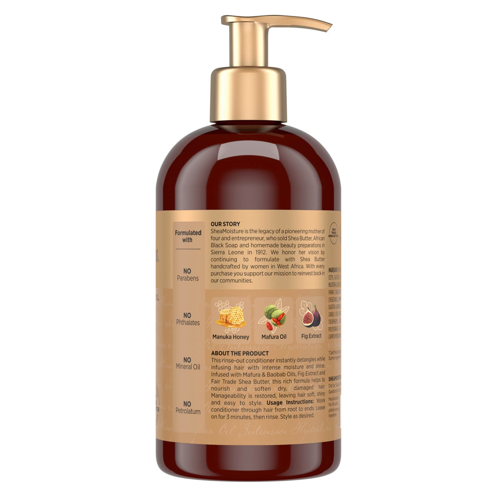 SheaMoisture back label close-up showing ingredients and how-to-use guidance