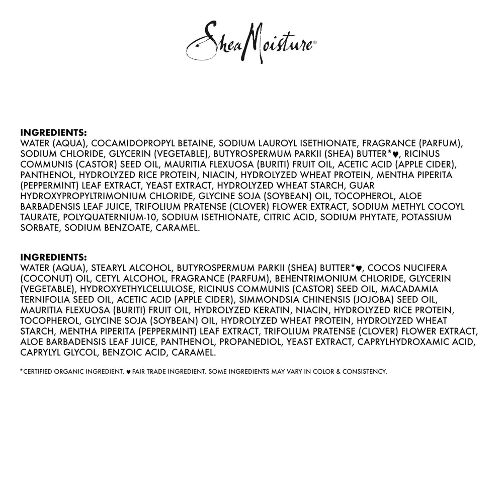 SheaMoisture before and after curls showing improved strength benefit