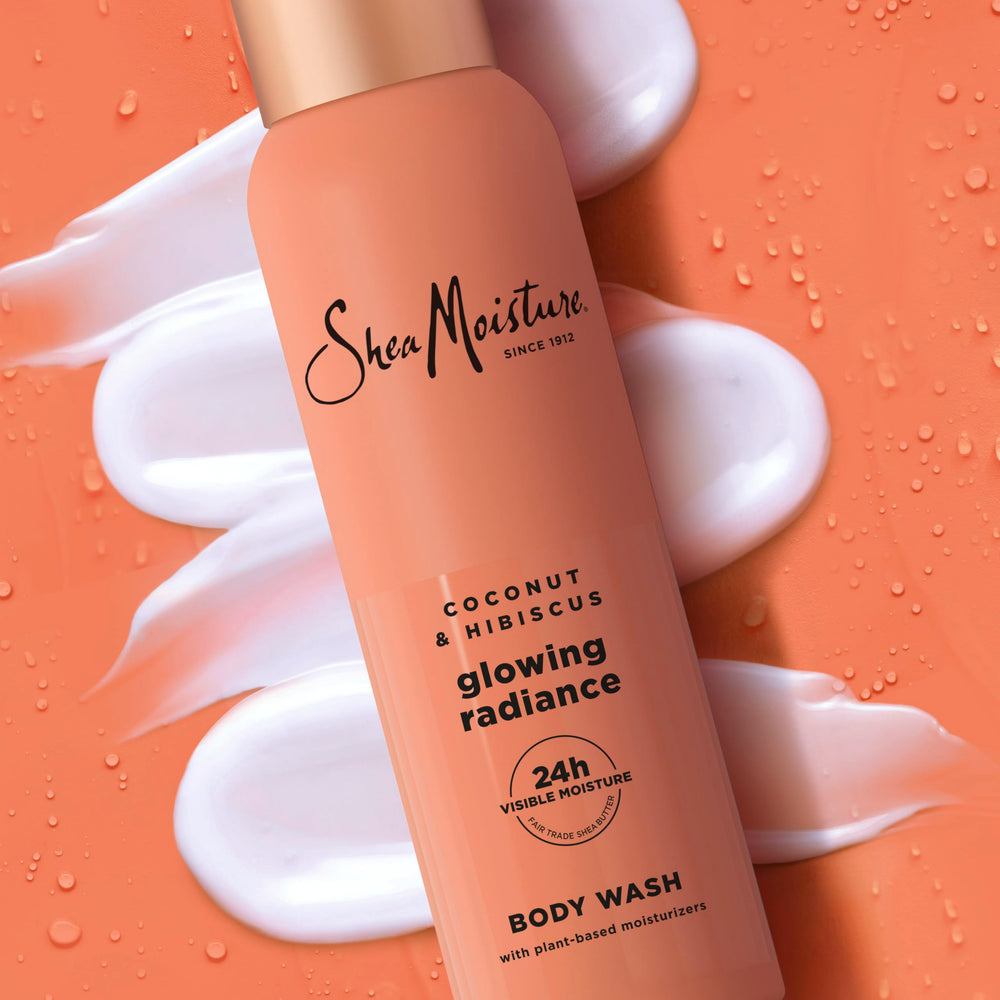 SheaMoisture body wash in shower demonstrating moisturized, glowing skin finish