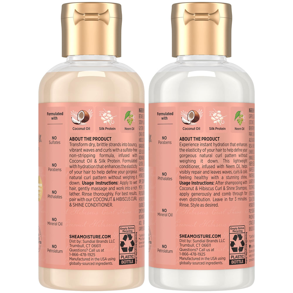SheaMoisture coconut & hibiscus shampoo pouring, gentle cleanse benefit
