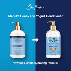 SheaMoisture 13 oz bottle held to show size and travel-friendly scale