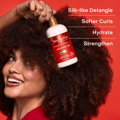 SheaMoisture before and after curls showing improved definition and bounce
