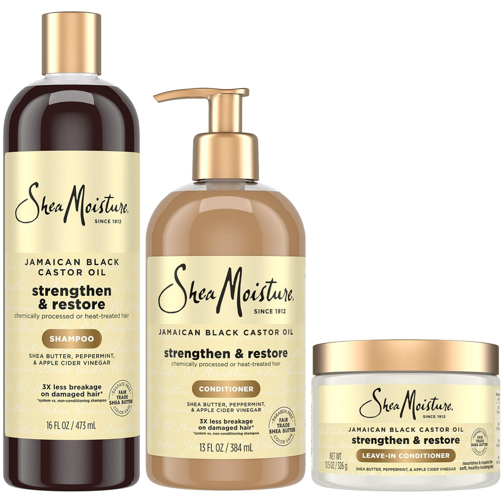 SheaMoisture front packaging showing full shampoo conditioner leave-in set for complete repair