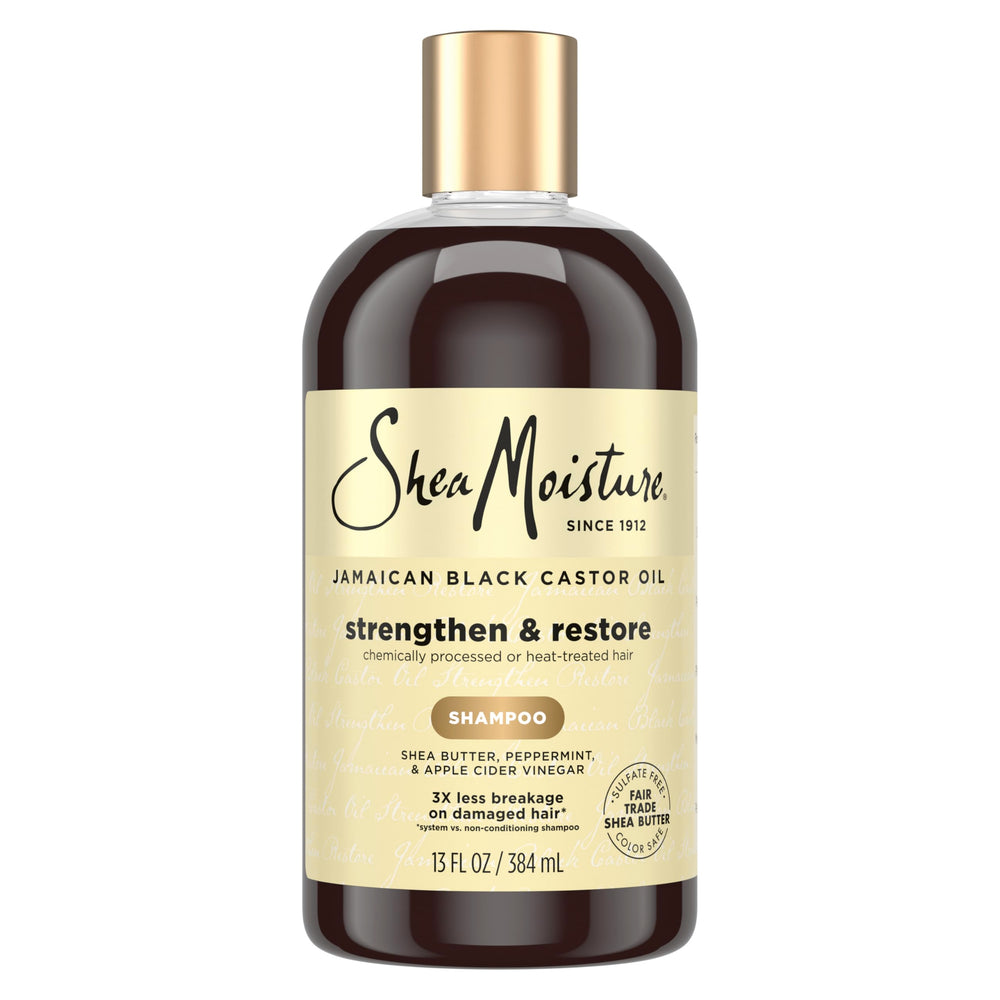 SheaMoisture front packaging showing Strengthen & Restore benefits