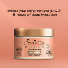 SheaMoisture close-up coconut and hibiscus ingredients highlighting nourishing benefit