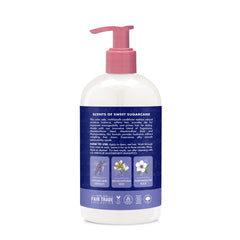 SheaMoisture sugarcane and meadowfoam ingredients arrangement, showcases natural conditioning
