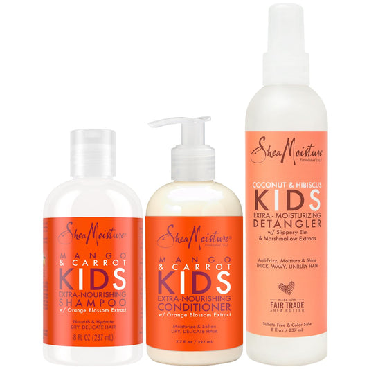 Shea Moisture kids front packaging showing set and gentle formula benefits