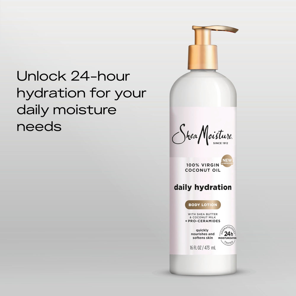 SheaMoisture pump being pressed for easy controlled dispensing benefit