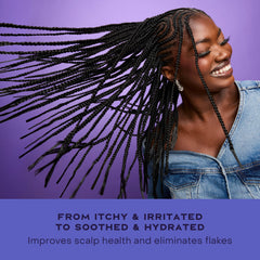 SheaMoisture salicylic acid graphic illustrating exfoliating scalp-benefit
