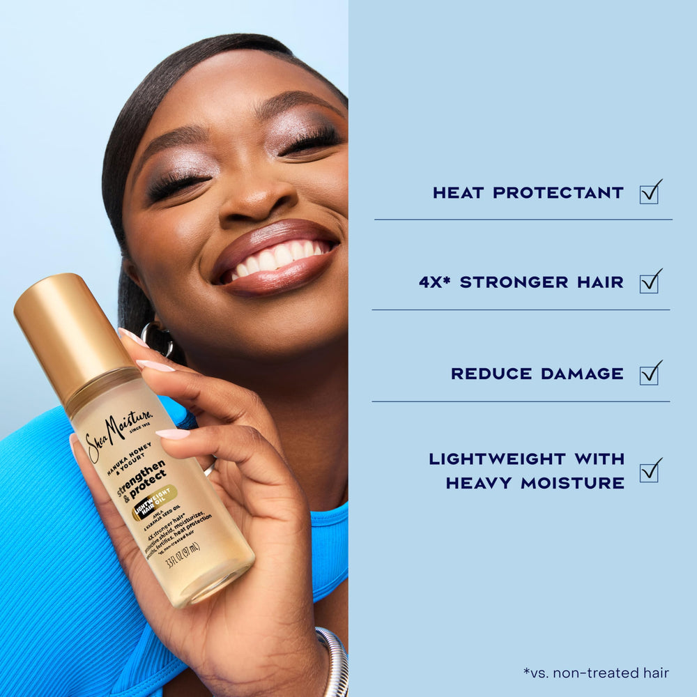 SheaMoisture 3.3 fl oz bottle next to ruler showing compact travel-friendly size