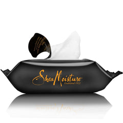 SheaMoisture wipe removing eye makeup demonstrating gentle, effective cleansing
