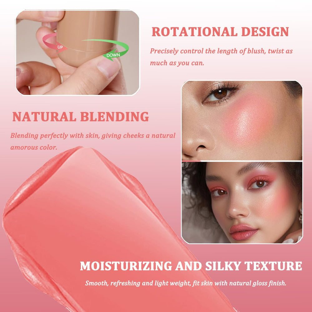 SHEEYOON blush stick application on cheek demonstrating natural matte finish