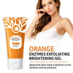 Sheghy close-up texture of orange exfoliating gel indicating gentle action