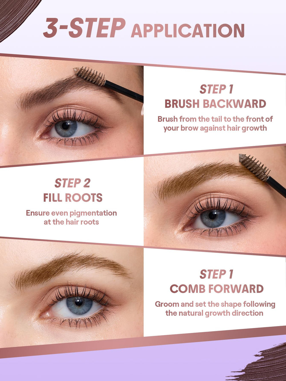 SHEGLAM before and after brows on model demonstrating fuller natural look