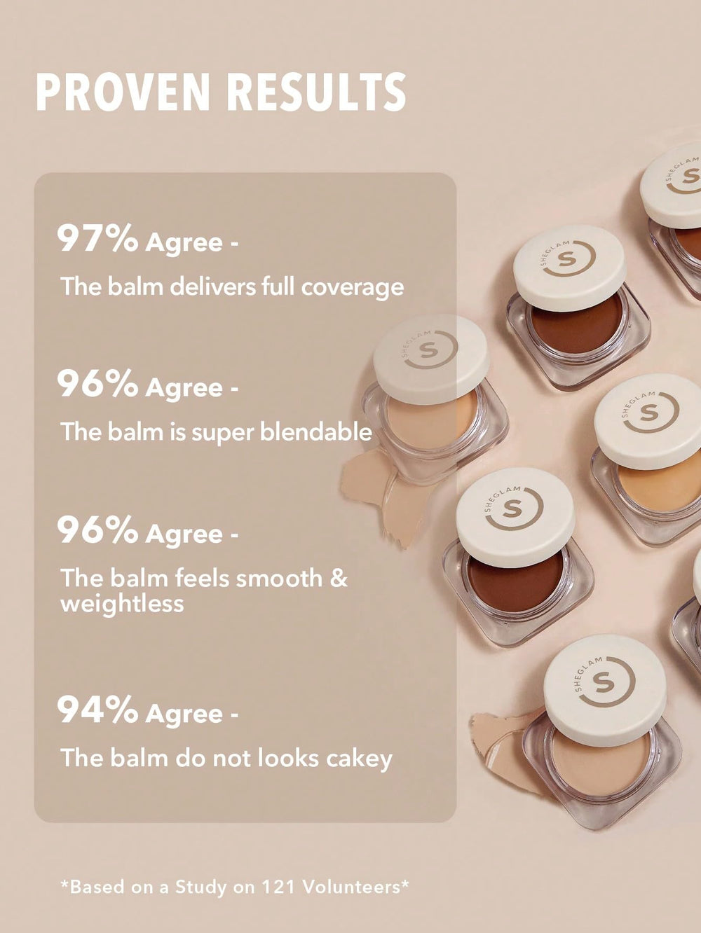 SHEGLAM blending balm with a sponge for even coverage and natural-looking finish