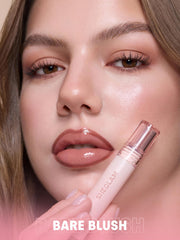 SHEGLAM lip swatch on hand showing true Bare Blush nude tint