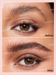 SHEGLAM before-after eyebrows showing fuller shaped brows benefit