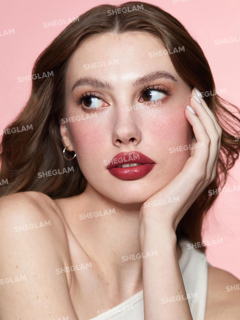 SHEGLAM gloss top view highlighting sheer tint and high-shine finish benefit