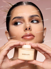 SHEGLAM split-face before and after showing blurred texture benefit