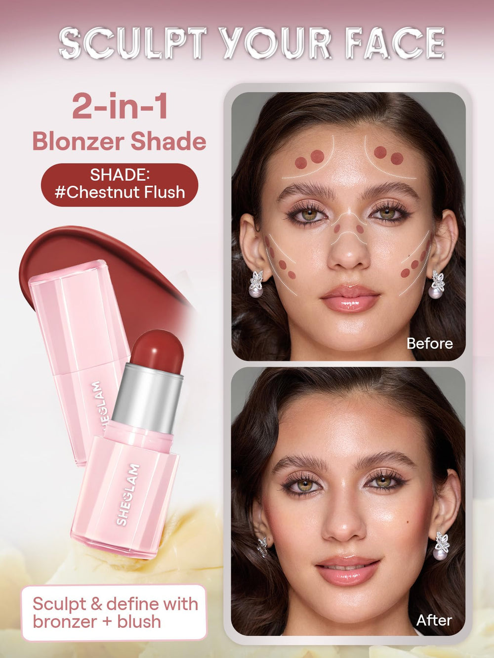 SHEGLAM open stick showing creamy tip ready to apply for smooth blending