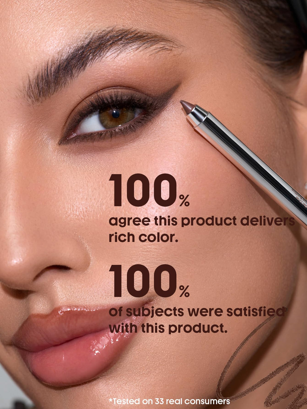 SHEGLAM Boldline Chocolate close-up of sharpened wood pencil for crisp lines