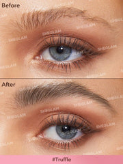 SHEGLAM applied on eyebrow in use creating natural hair-like definition