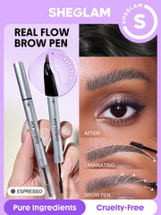 SHEGLAM two-prong tip close-up creating hair-like strokes for natural-looking brows