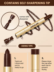 SHEGLAM brown pencil in use along lashline offering defined eye enhancement