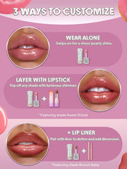 SHEGLAM Brunch Babe model wearing gloss highlighting high-shine, hydrated lips benefit